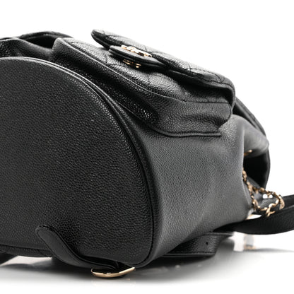 Chanel Shiny Caviar Quilted Medium Duma Pockets Drawstring Backpack Black 9 of 9