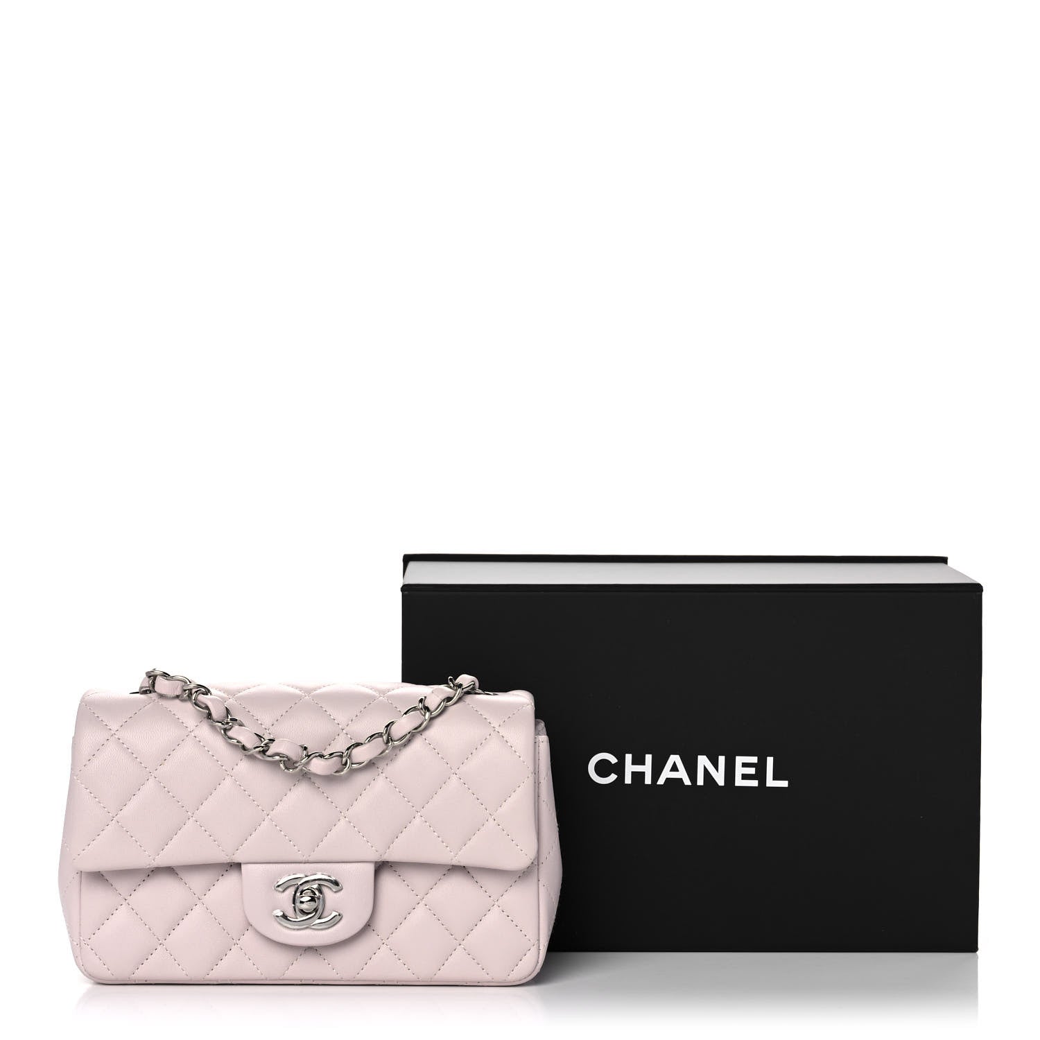 Chanel Lambskin Quilted Mini Rectangular Flap Light Purple 11 of 11