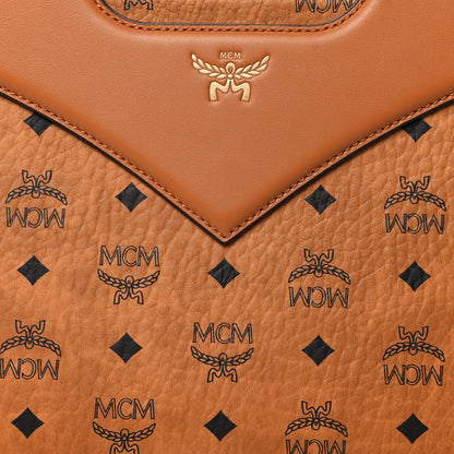 MCM Visetos Calfskin Medium Diamond Tote Cognac 8 of 10