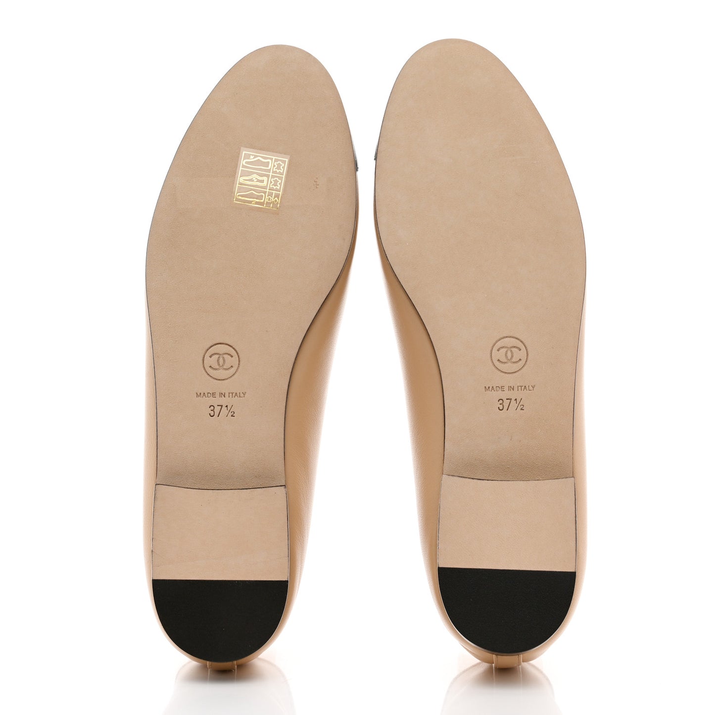 Lambskin Cap Toe CC Ballerina Flats 37.5 Beige Black