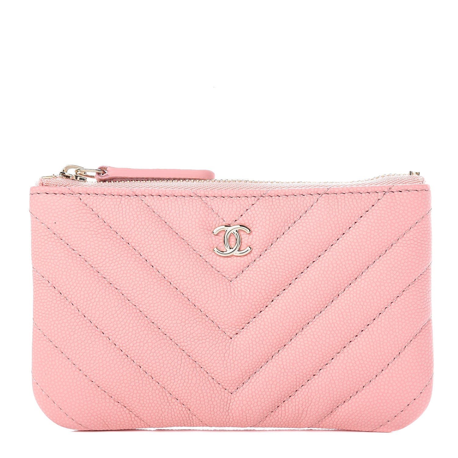 Chanel Caviar Chevron Quilted Small Cosmetic Case Pink 1 of 8