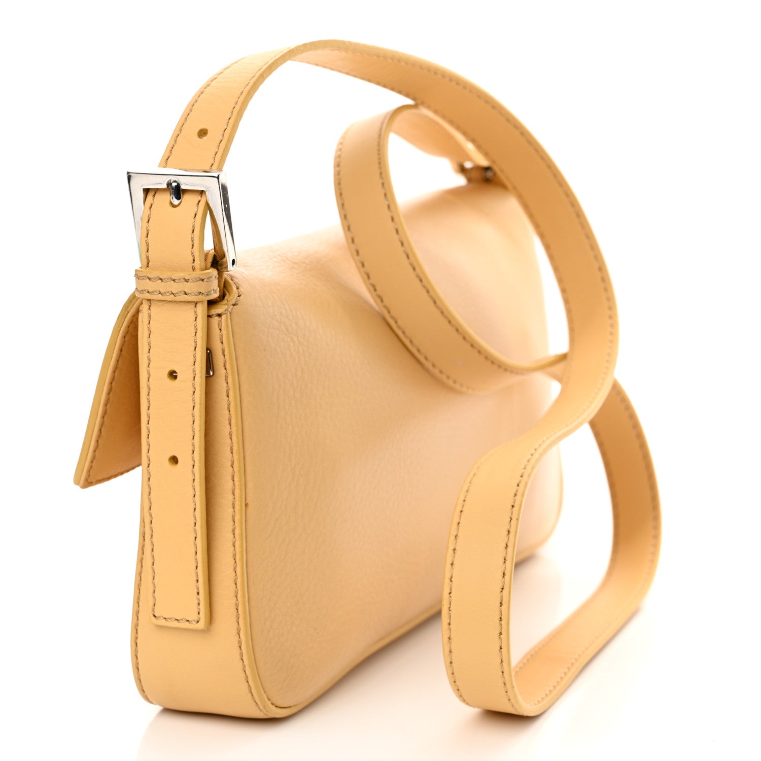 Fendi Vitello Enamel Interchangeable Strap Baguette Giallo Alchemy 4 of 14