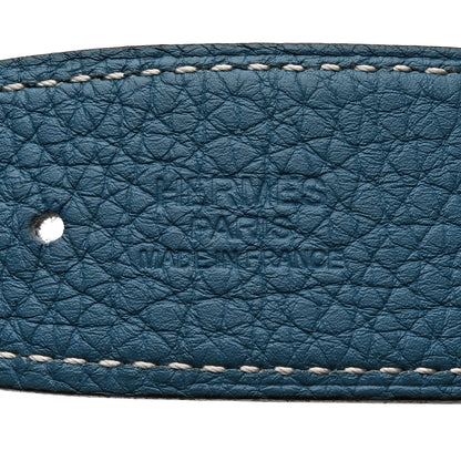 Hermes Box Togo Collier De Chien CDC Belt 95 38 Blue Jean 7 of 8