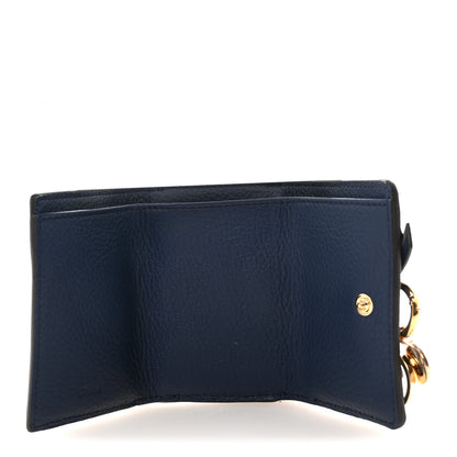 Chloe Grained Calfskin Alphabet Tri-Fold Deep Ocean 5 of 6