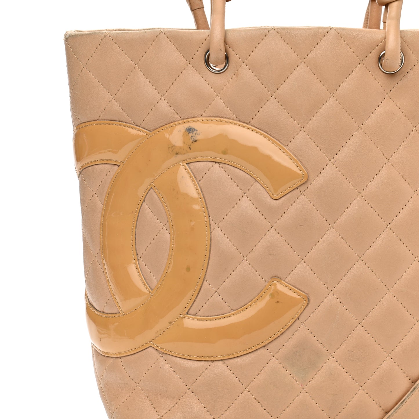 Calfskin Quilted Medium Cambon Tote Beige