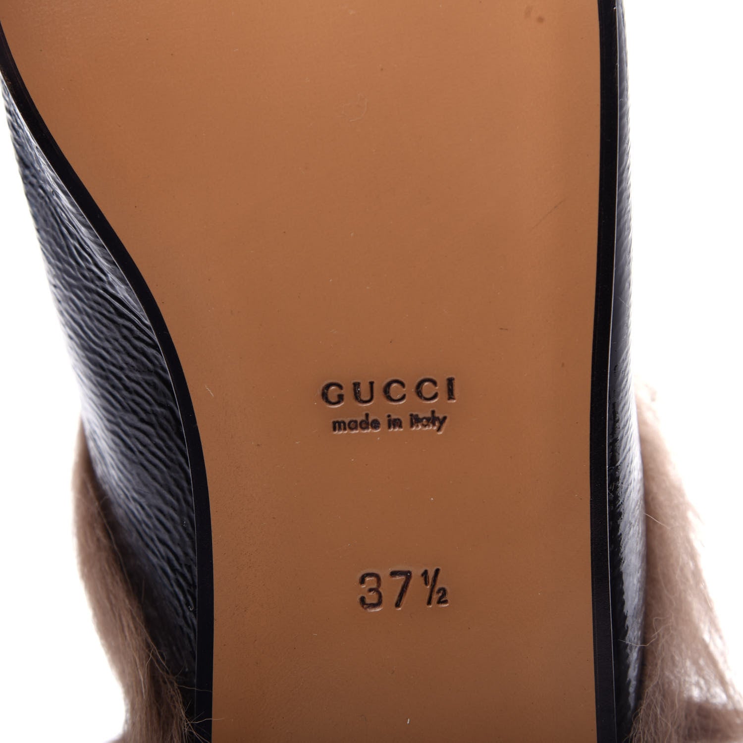 Gucci Patent Fur Womens Princetown Slippers 37.5 Black 9 of 10