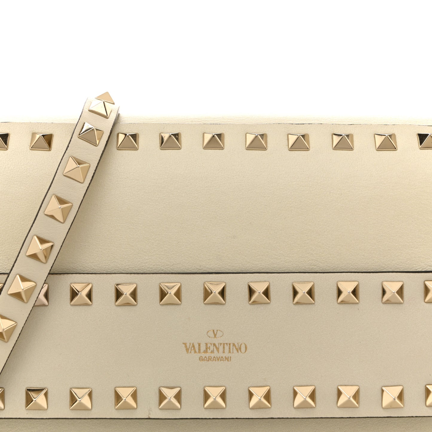 Vitello Small Rockstud Flap Crossbody Bag Light Ivory