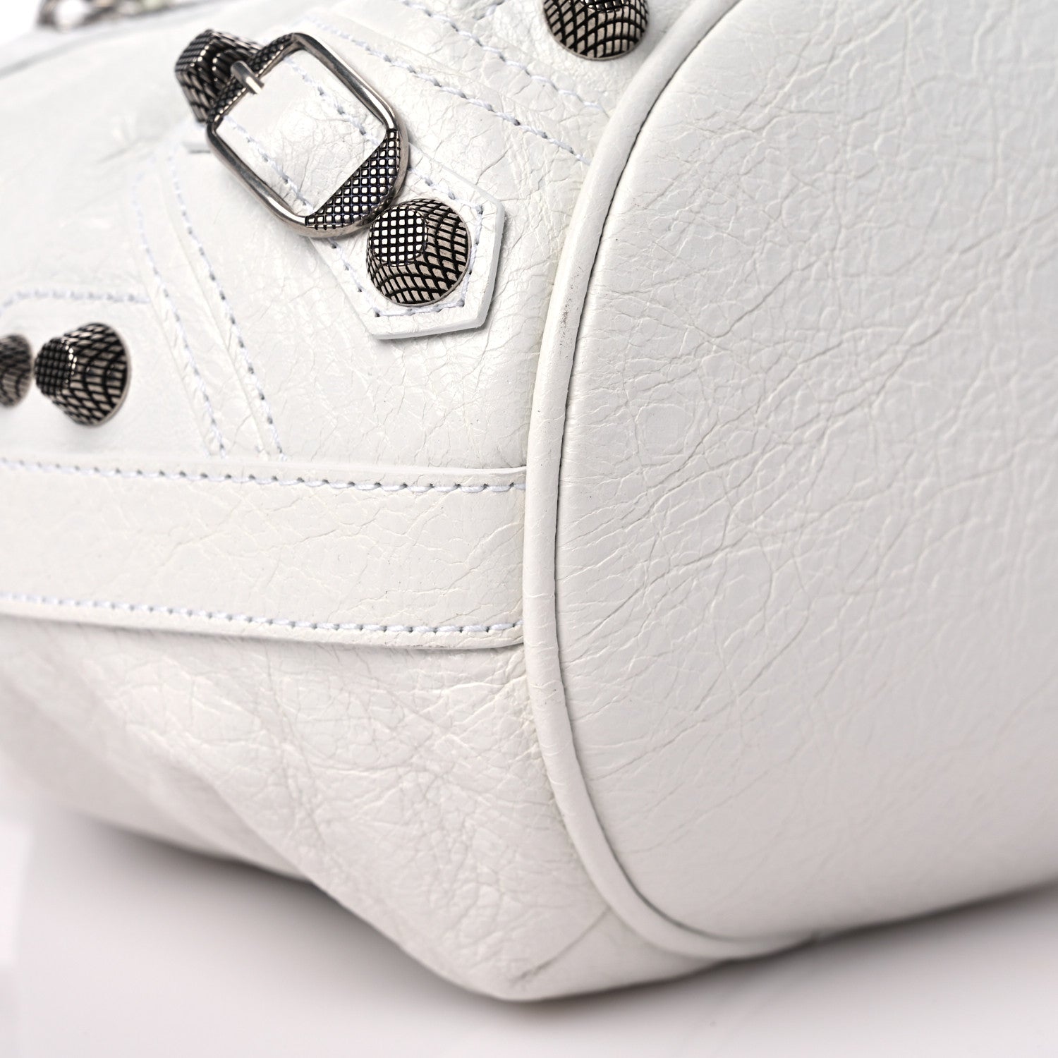 Balenciaga Agneau Arena Le Cagole Bucket Bag XS Optic White 9 of 11