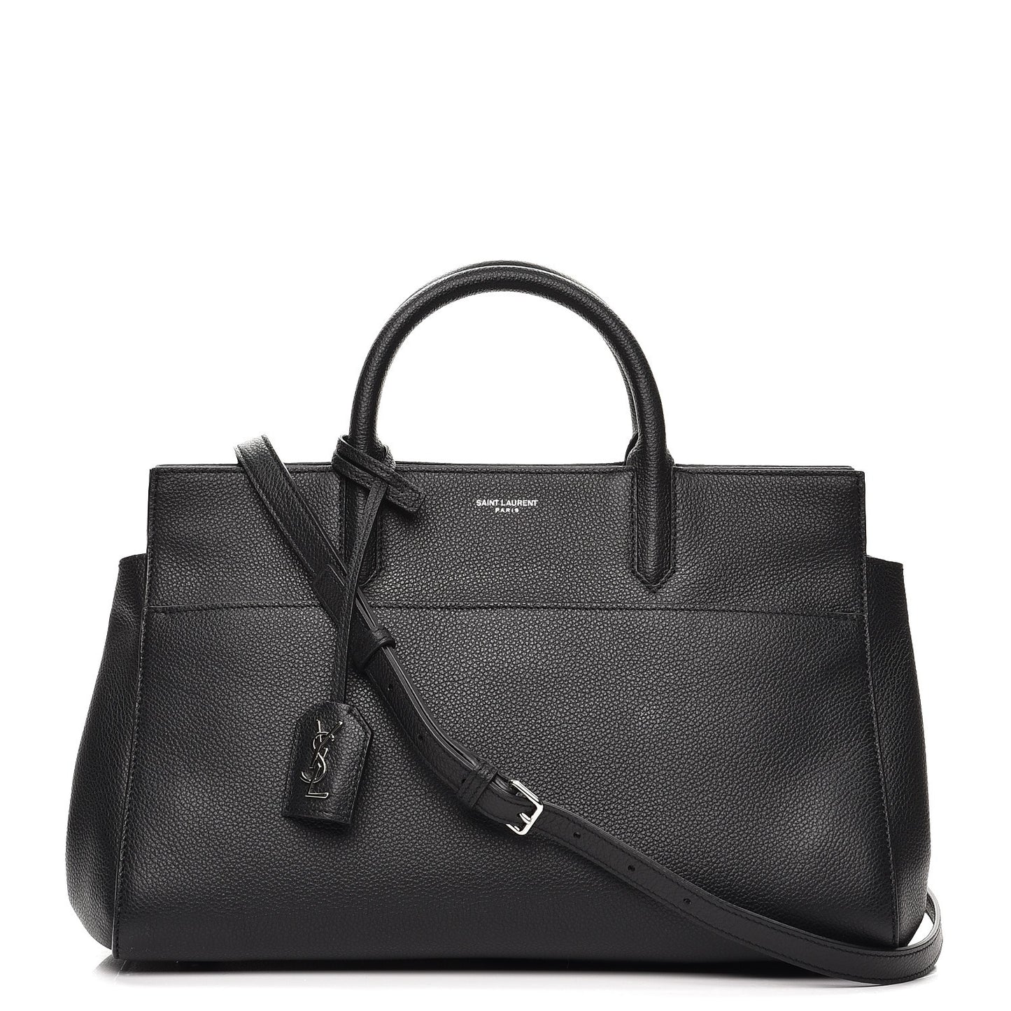 Grained Calfskin Small Cabas Rive Gauche Black