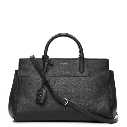 Saint Laurent Grained Calfskin Small Cabas Rive Gauche Black 1 of 9