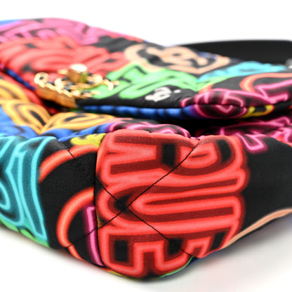 Chanel Fabric Quilted Neon Graffiti Medium Chanel 19 Flap Black Multicolor 10 of 10