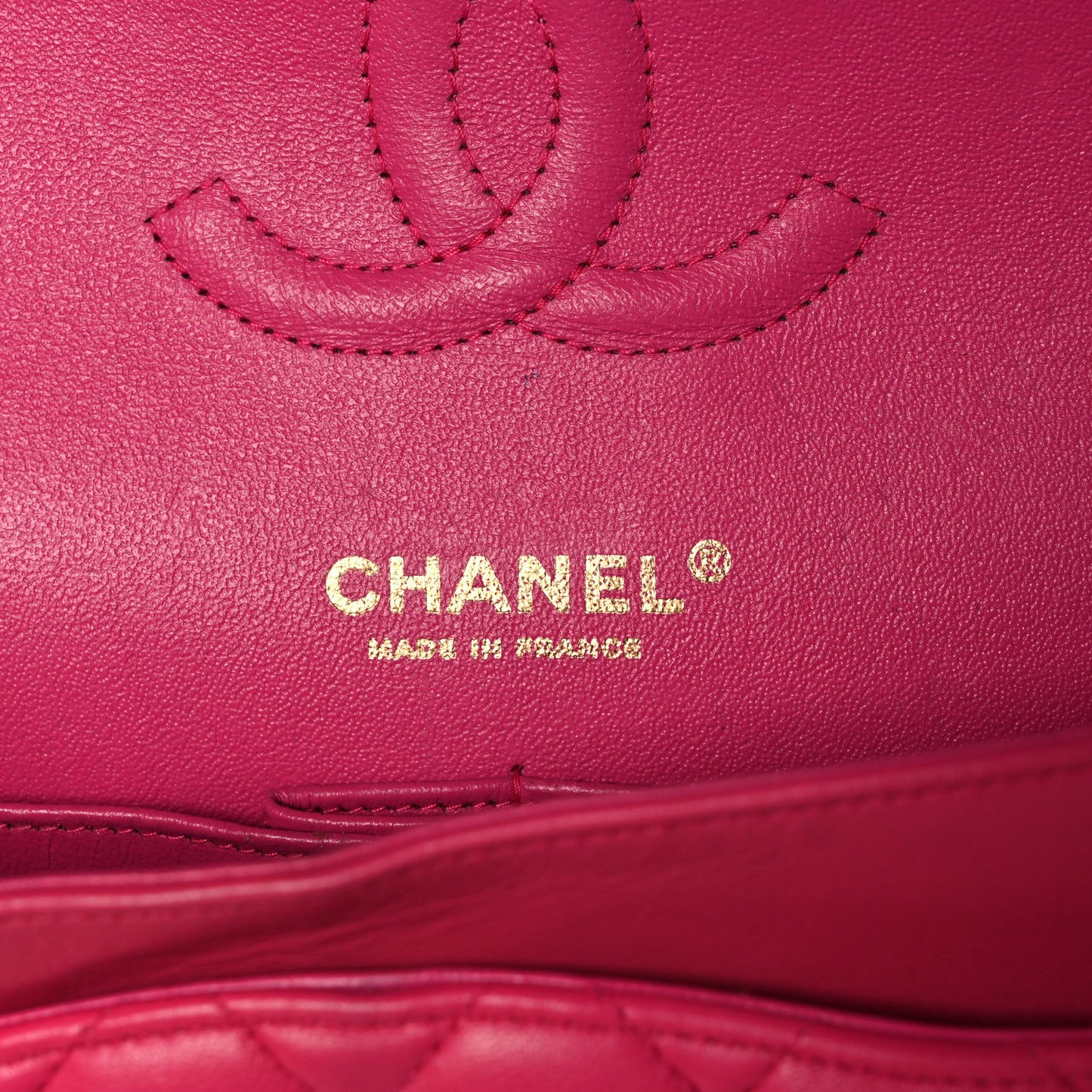 Lambskin Quilted Medium Double Flap Dark Pink