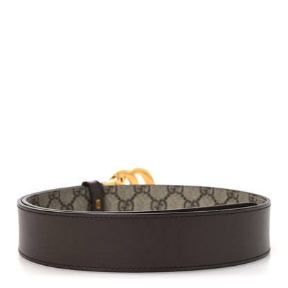 Gucci GG Supreme Monogram Plutone Calfskin Double G Reversible 37mm Belt 85 34 Beige Ebony New Acero 4 of 8