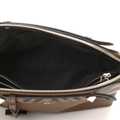 Fendi Vitello Dolce Bi-Color FF 1974 Embossed Medium By The Way Boston Bag Maya Black 4 of 11