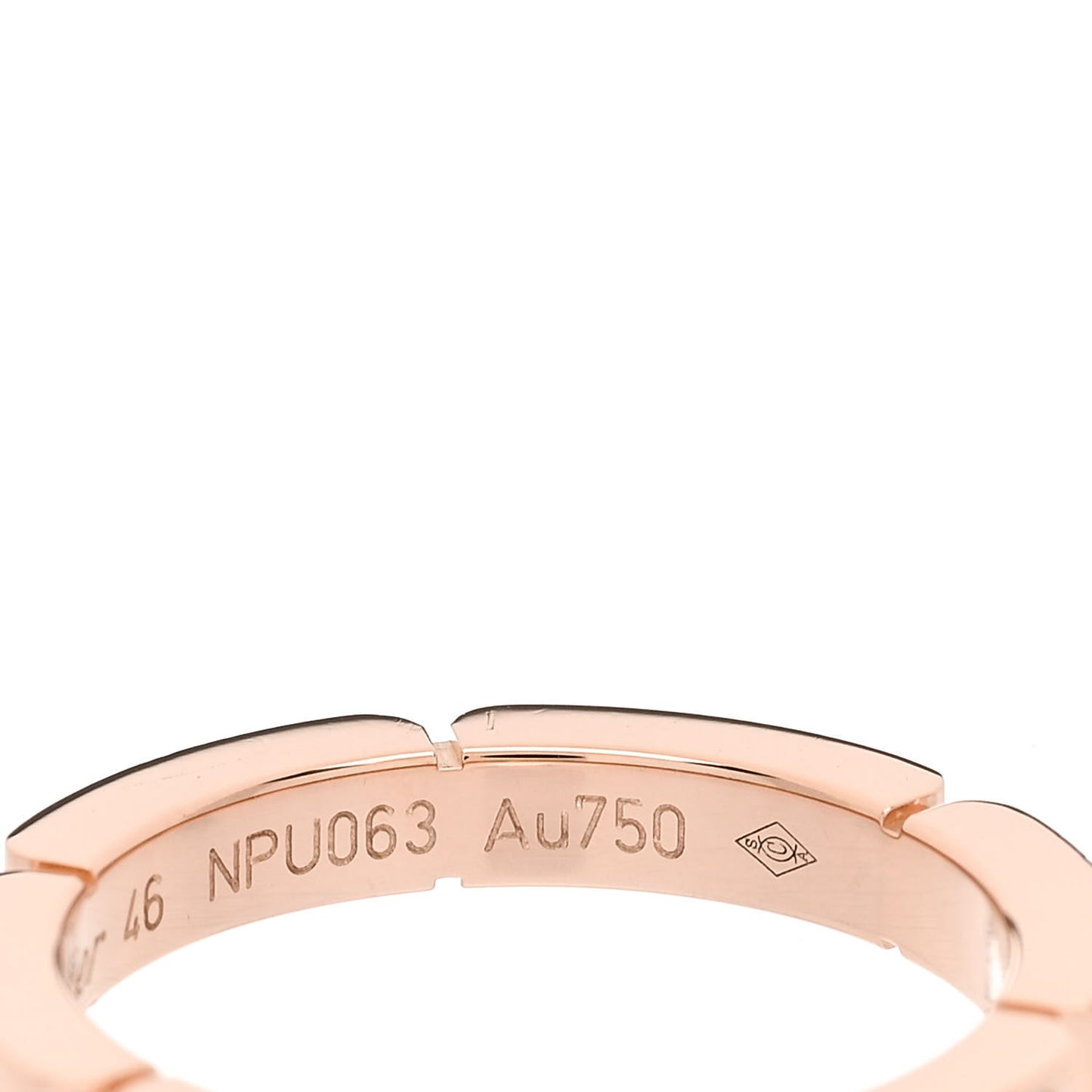 18K Pink Gold Diamond Maillon Panthere Wedding Band Ring 46 3.75