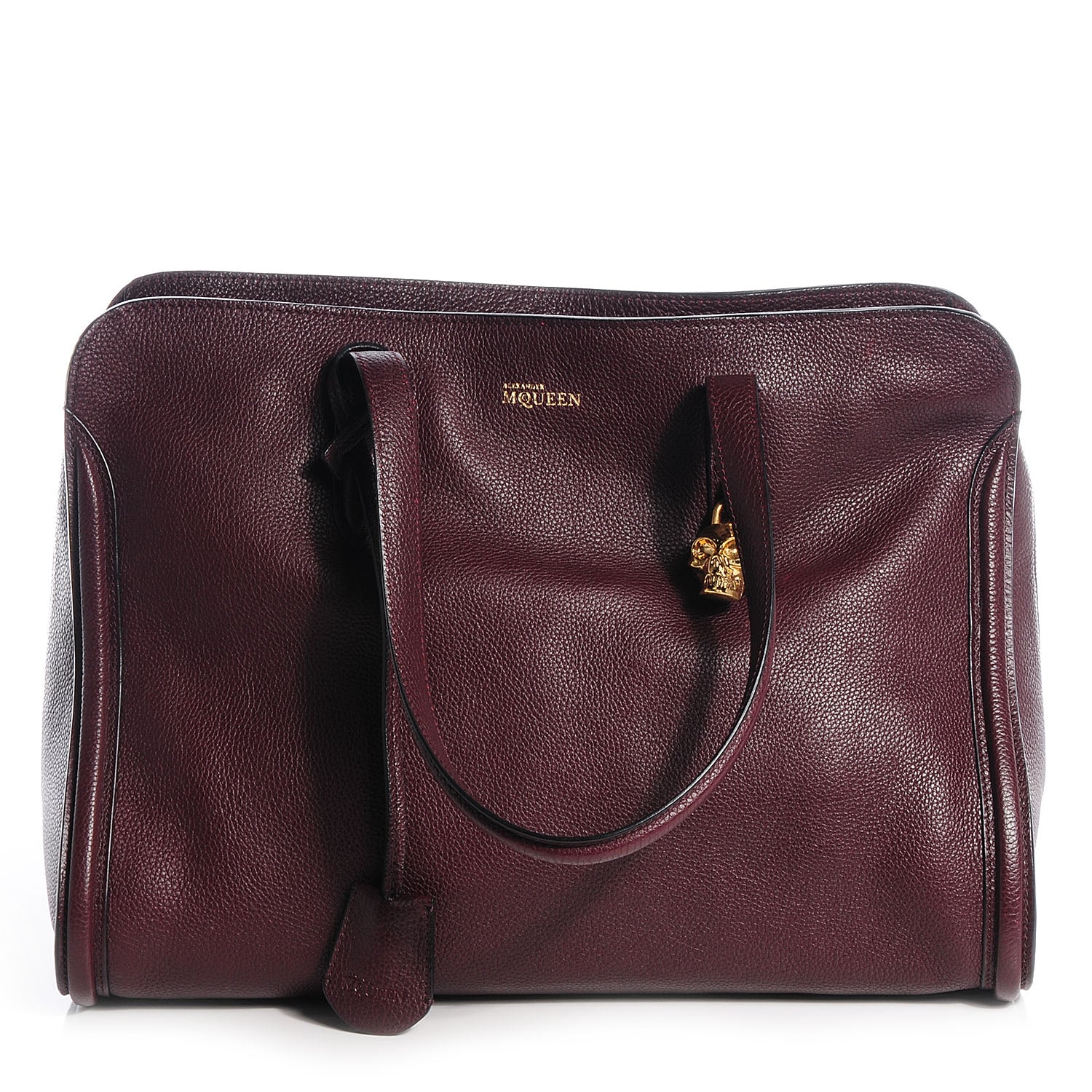 Alexander McQueen Pebbled Leather Skull Padlock Tote Oxblood 1 of 10