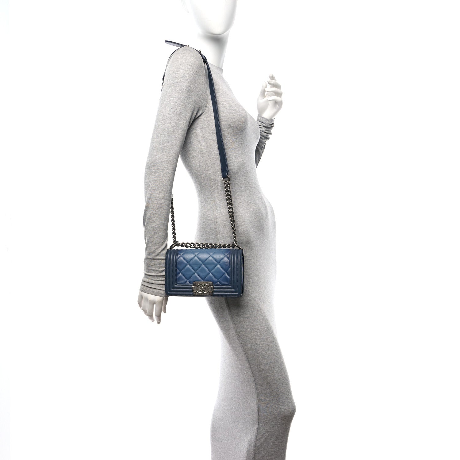Chanel Calfskin Ombre Faded Quilted Small Boy Flap Blue 2 of 11