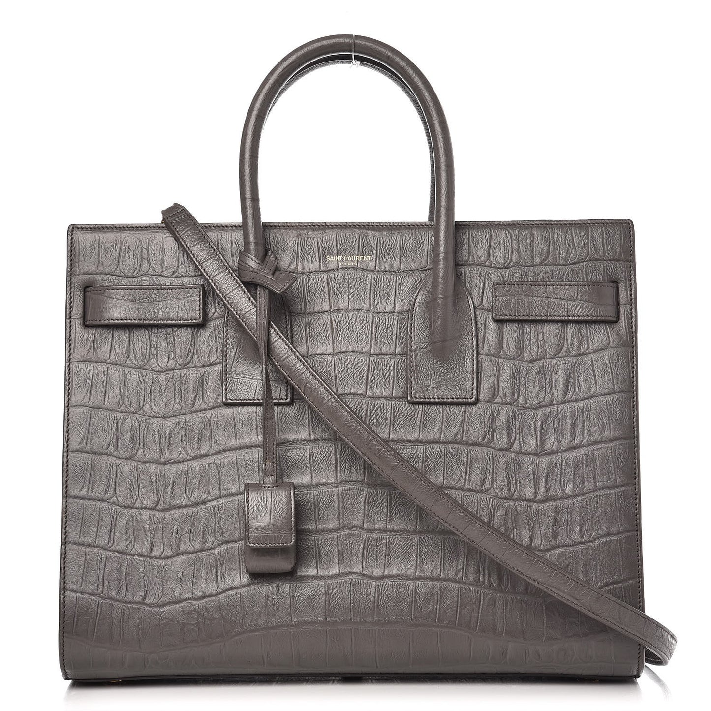 Calfskin Crocodile Embossed Small Sac De Jour Earth