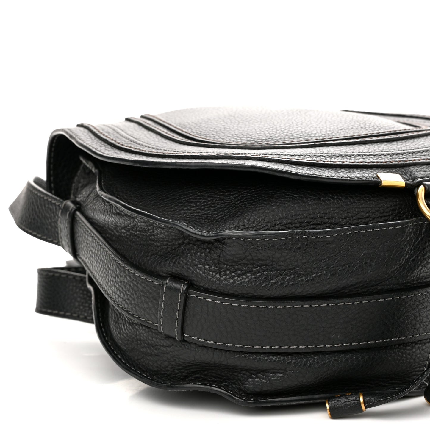 Calfskin Medium Marcie Round Crossbody Bag Black