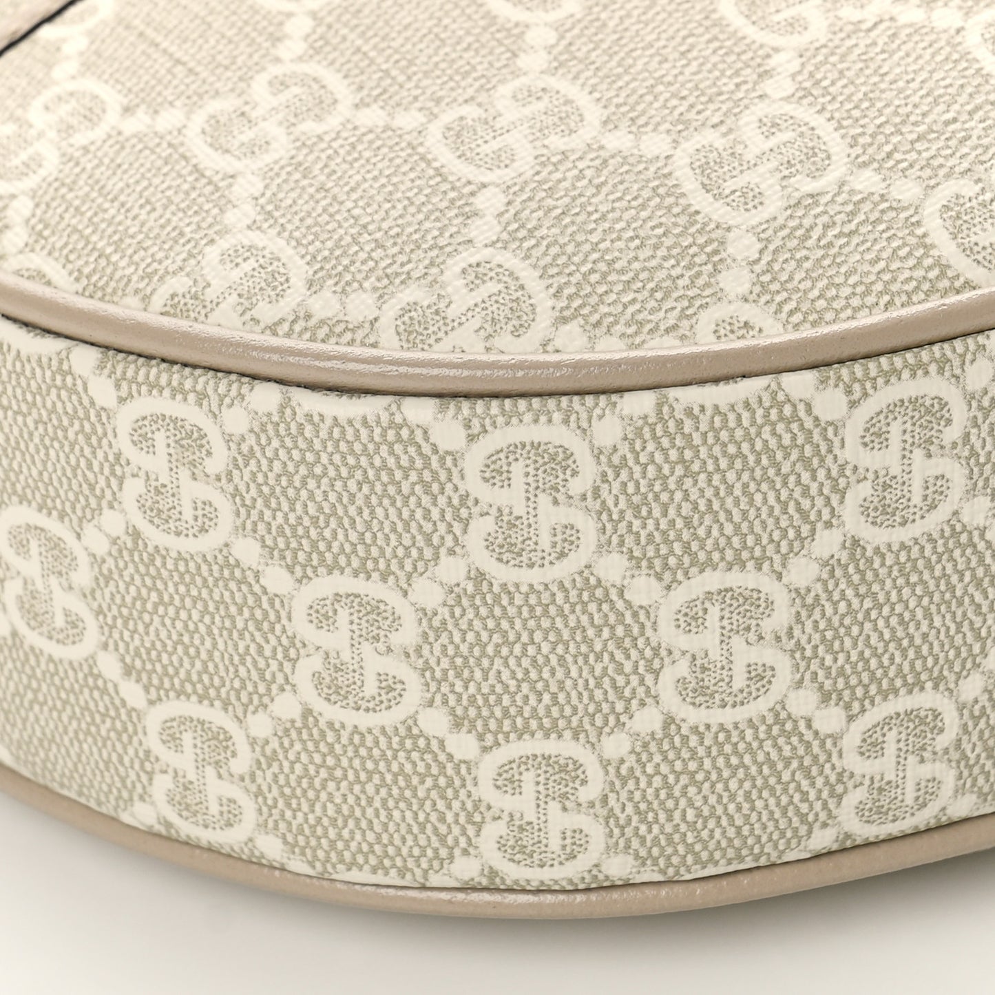 GG Supreme Monogram Textured Dollar Calfskin Mini Retro Interlocking G Half Moon Bag Beige Mystic White Oatmeal