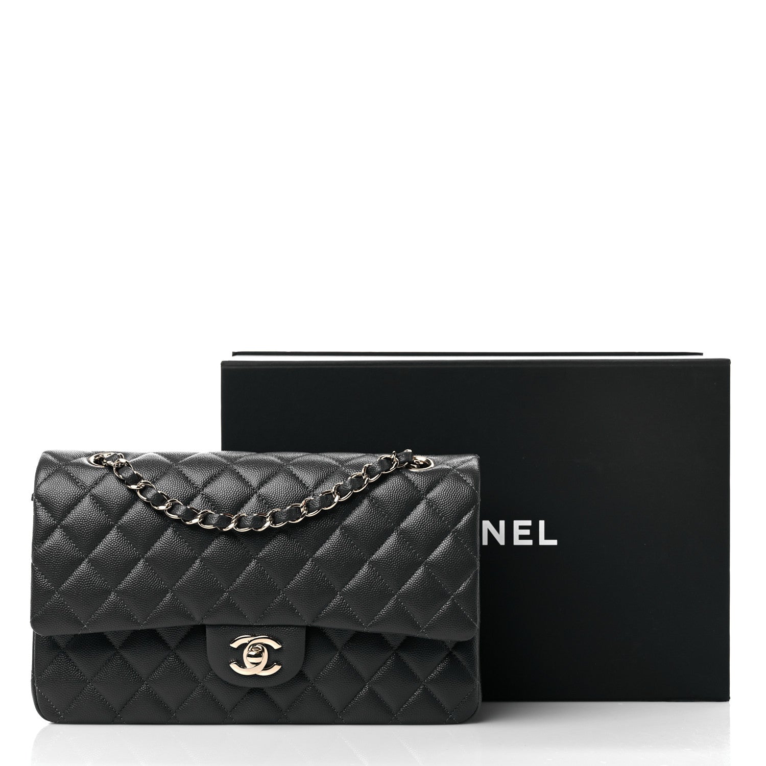 Chanel Caviar Quilted Medium Double Flap Dark Grey 10 of 10