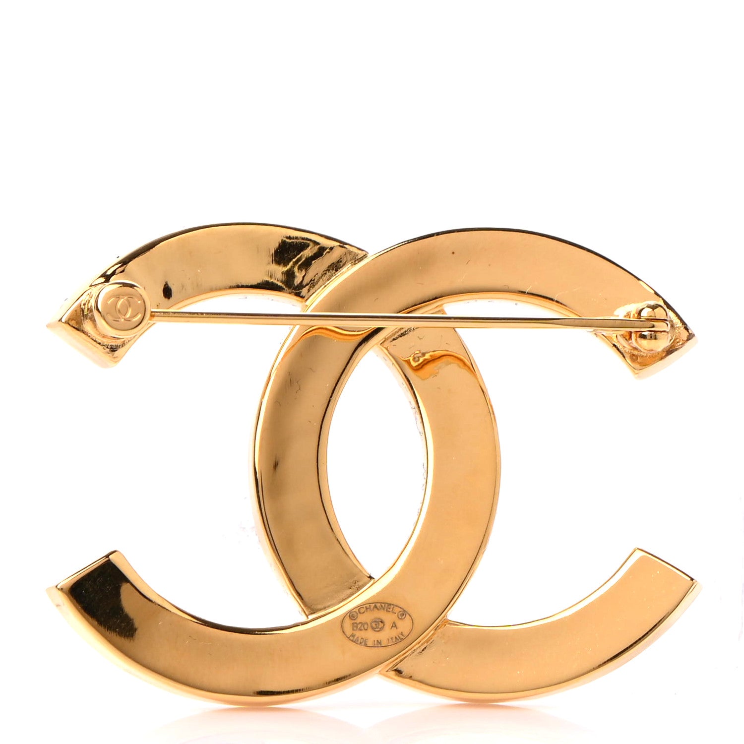 Chanel Metal Paris Button CC Large Brooch Gold 3 of 4