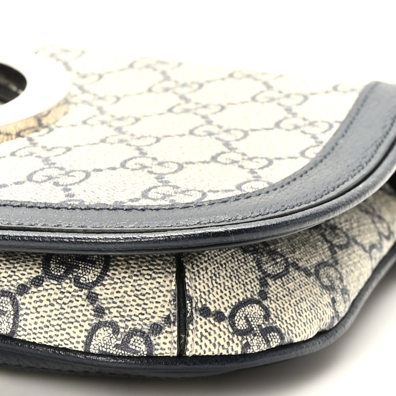 Gucci GG Supreme Monogram Textured Dollar Calfskin Blondie Chain Shoulder Flap Bag Beige Blue 8 of 8