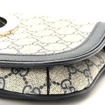 Gucci GG Supreme Monogram Textured Dollar Calfskin Blondie Chain Shoulder Flap Bag Beige Blue 8 of 8
