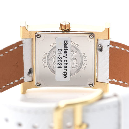 Hermes Stainless Steel Epsom 21mm Heure H Hour Quartz Watch Blanc 4 of 5