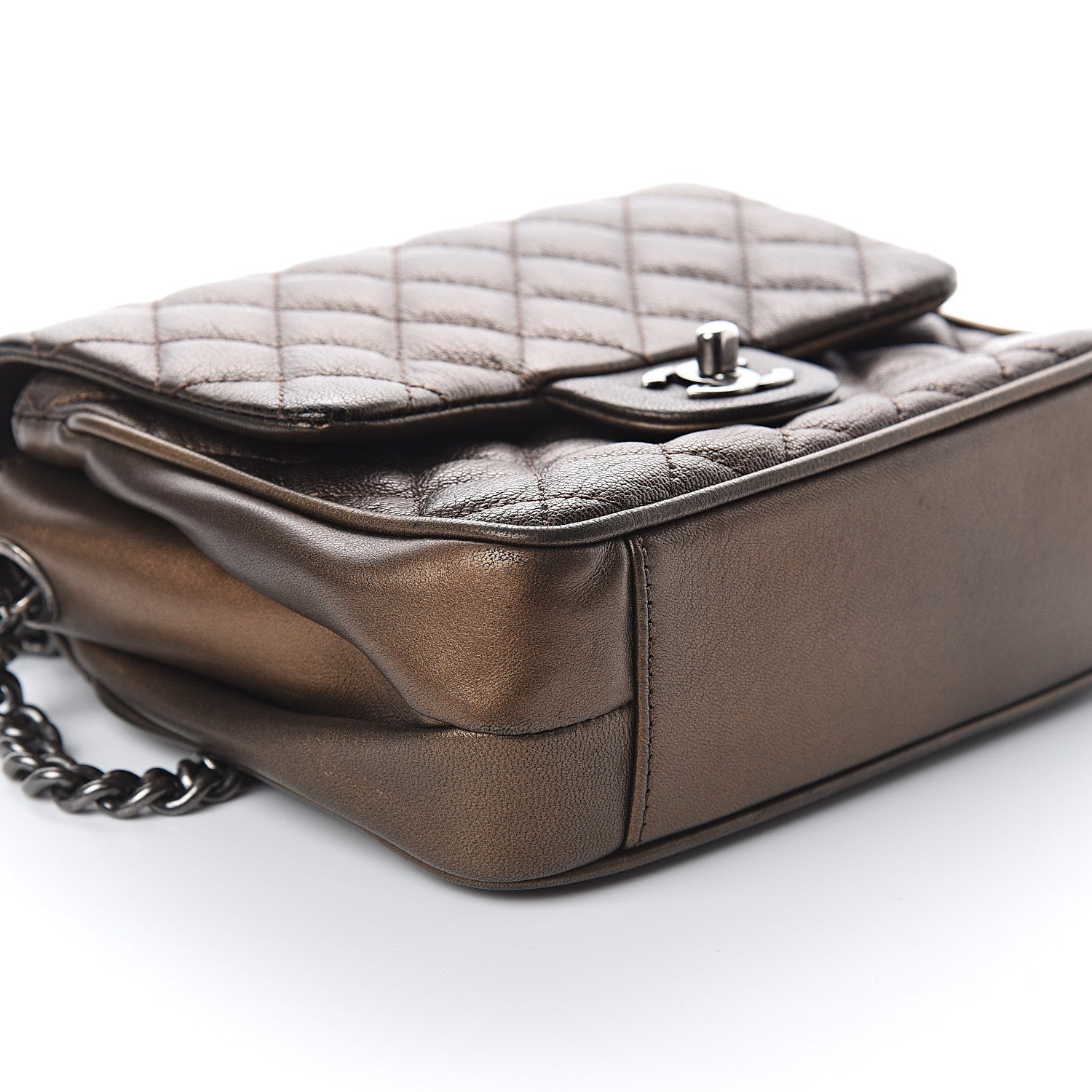 Chanel Metallic Goatskin Quilted Small Rock In Rome Flap Bronze 8 of 9
