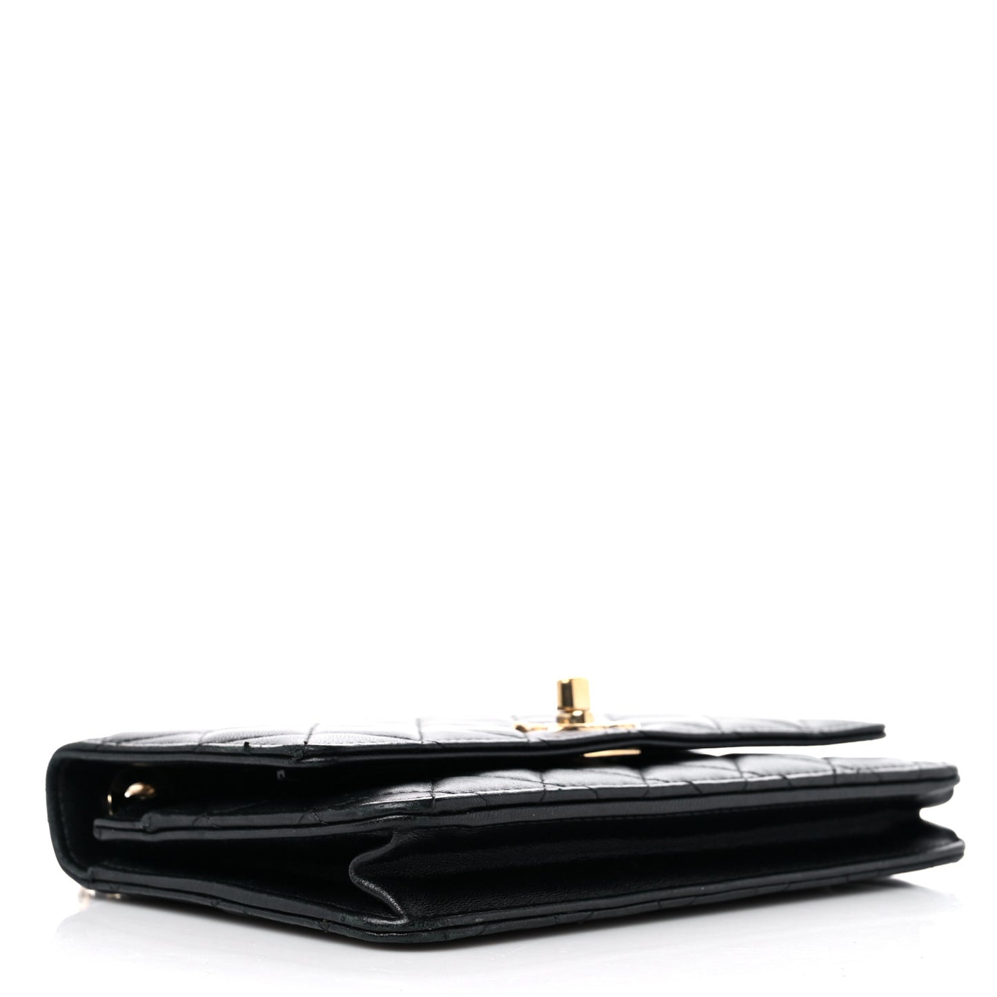 Lambskin Quilted Trendy CC Wallet On Chain WOC Black