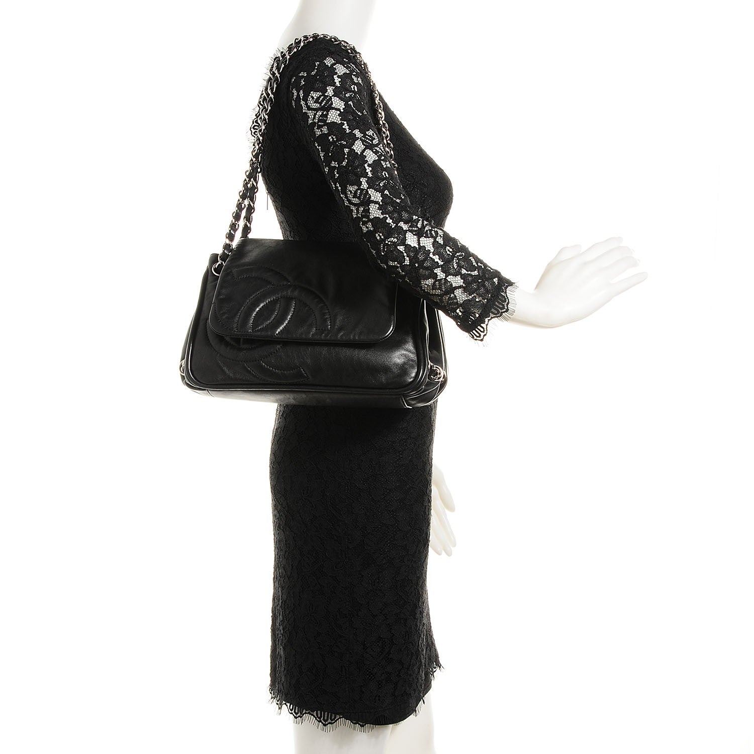 Chanel Calfskin Diagonal Ligne Flap Black 2 of 8