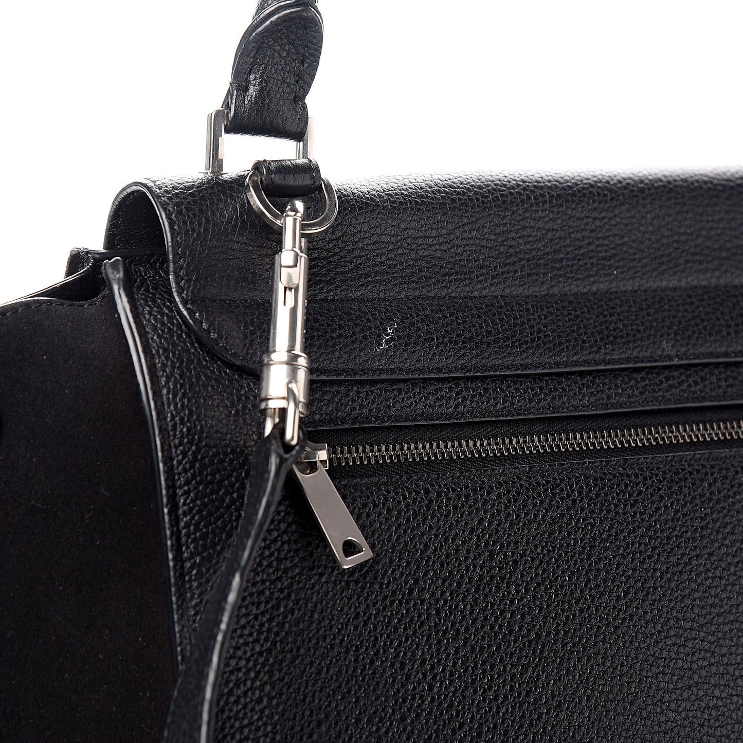 Drummed Calfskin Suede Medium Trapeze Black