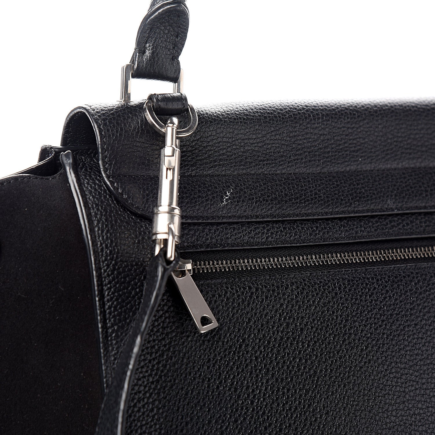 Celine Drummed Calfskin Suede Medium Trapeze Black 6 of 13
