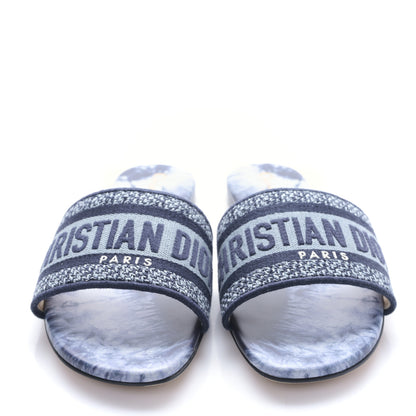 Christian Dior Canvas Tie and Dior Embroidered Dway Flat Slide Sandals 36.5 Denim 2 of 8