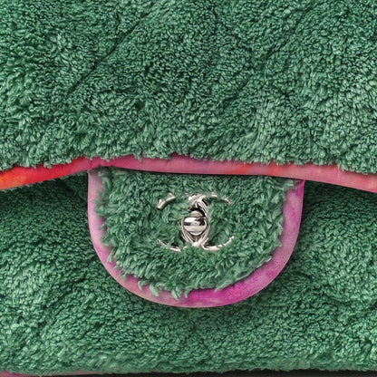 Chanel Mixed Fibers Quilted Large Flap Bag Green Pink 8 of 10