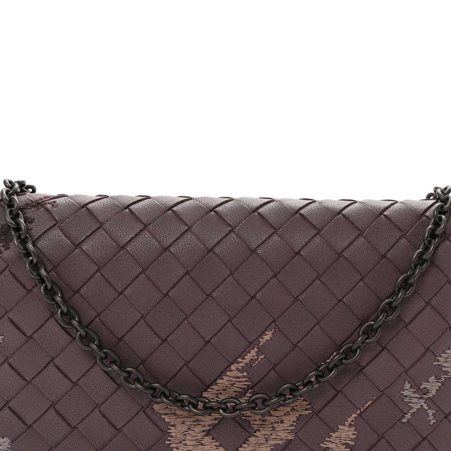 Nappa Intrecciato Graffiato Continental Wallet on Chain Glicine