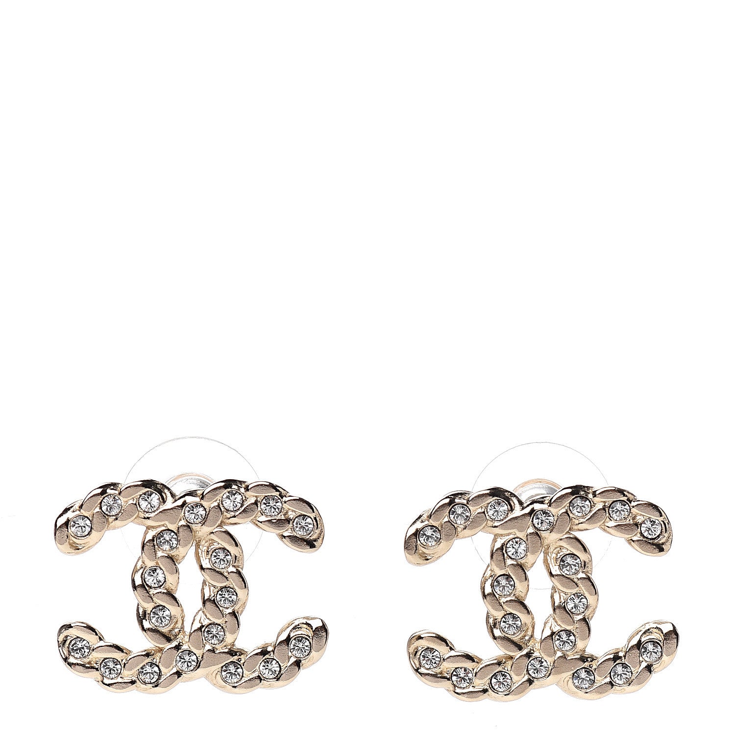 Chanel Crystal Pearls Coronation CC Earrings Gold 1 of 5