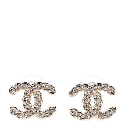 Chanel Crystal Pearls Coronation CC Earrings Gold 1 of 5