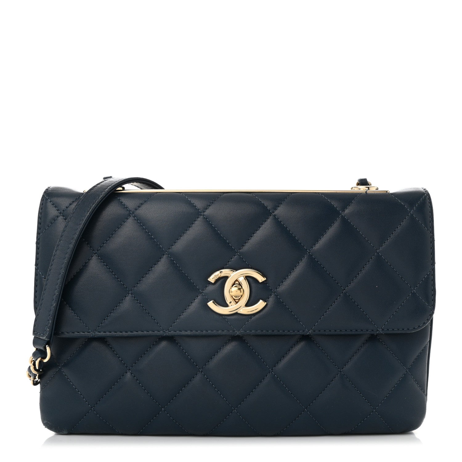 Chanel Lambskin Quilted Medium Trendy CC Flap Navy Blue 1 of 13
