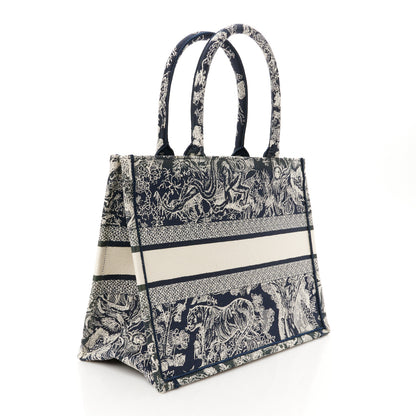 Christian Dior Canvas Embroidered Medium Toile De Jouy Reverse Book Tote Blue 3 of 10