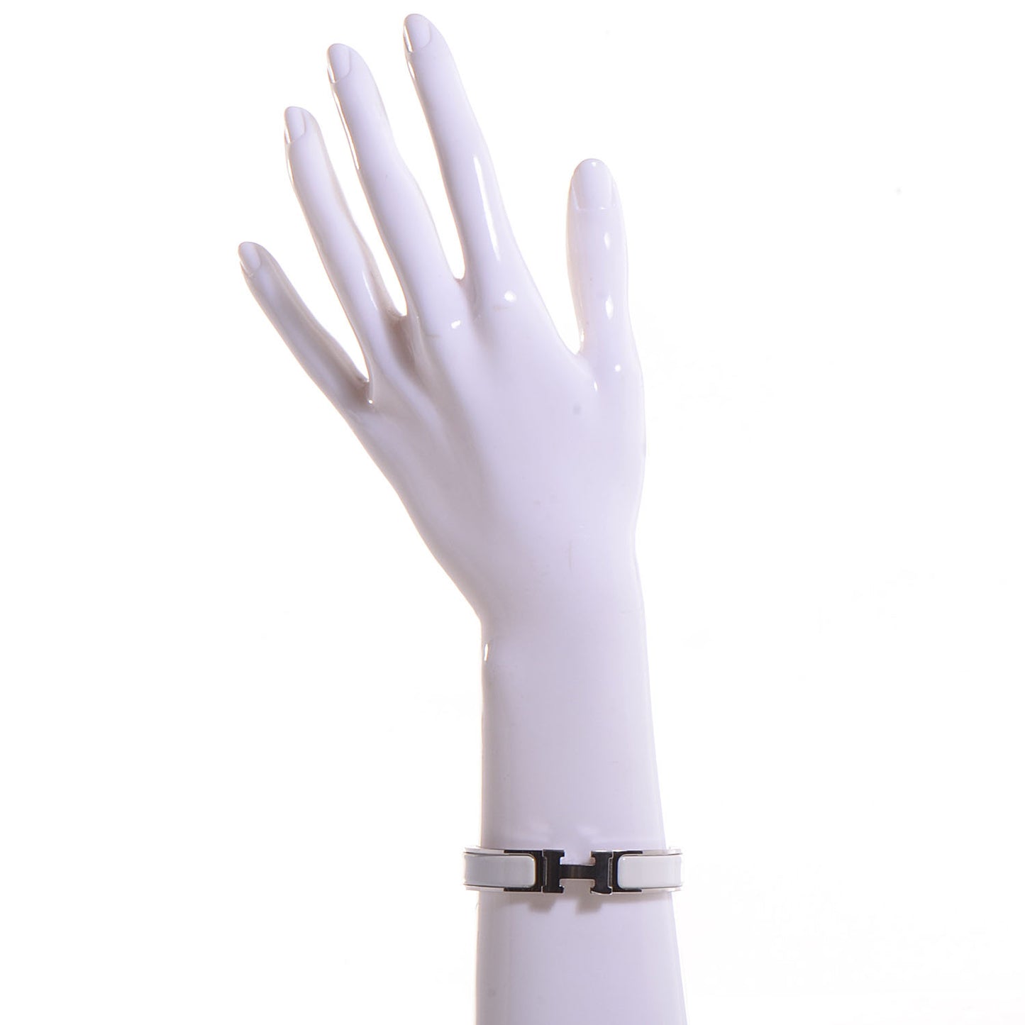 Enamel Narrow Clic Clac H Bracelet PM White