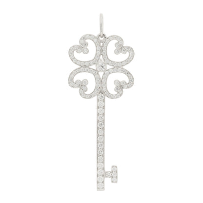 Tiffany Platinum Diamond Enchant Quatra Heart Key Pendant 1 of 4