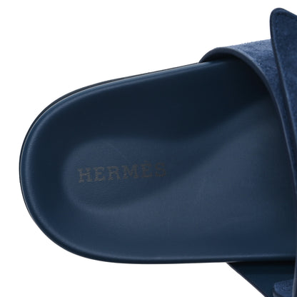 Hermes Suede Goatskin Womens Chypre Sandals 37.5 Bleu Celeste 7 of 9