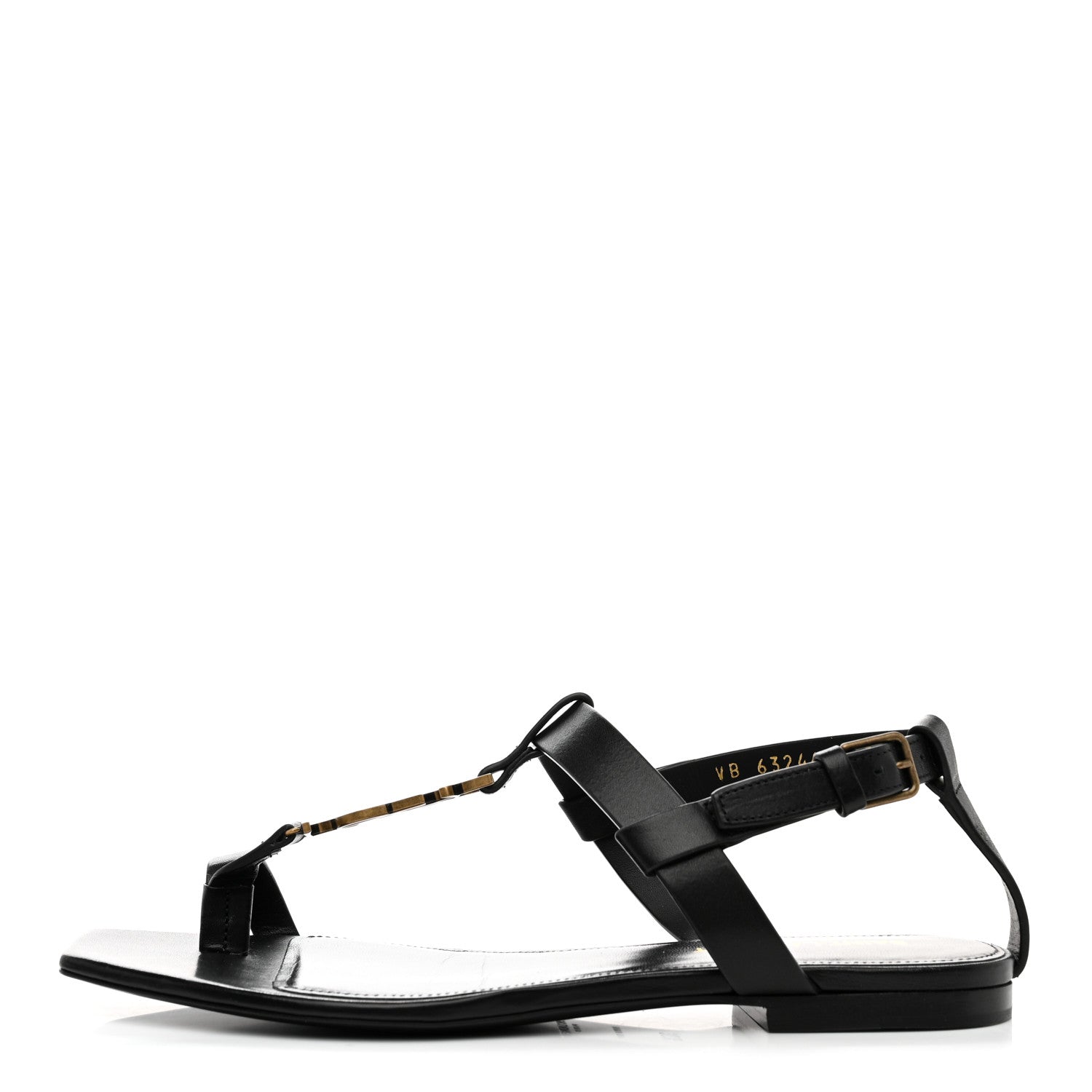 Saint Laurent Patent Calfskin Cassandra Monogram Sandals 36.5 Black 1 of 9
