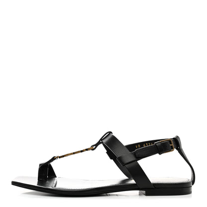 Saint Laurent Patent Calfskin Cassandra Monogram Sandals 36.5 Black 1 of 9