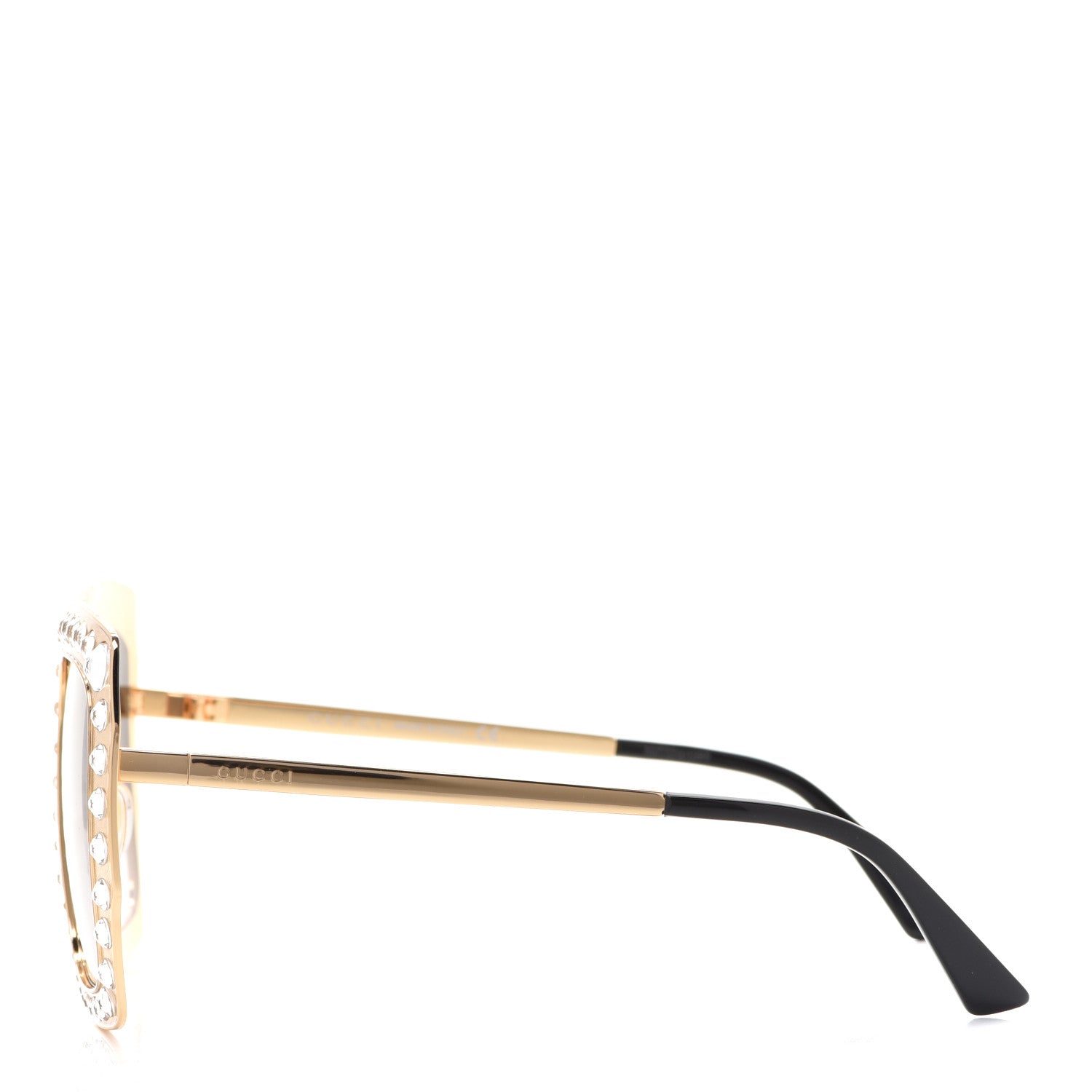 Gucci Metal Acetate Crystal Oversize GG0115S Sunglasses Gold 3 of 8