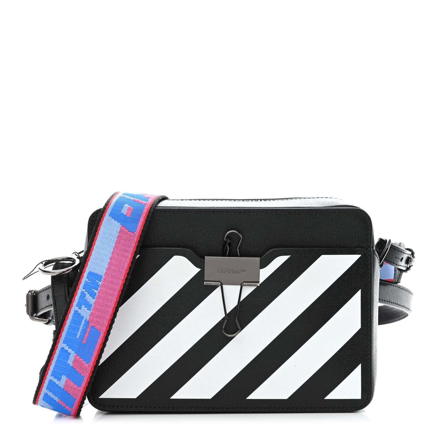 Off-White Saffiano Striped Diag Binder Belt Bag White Indus 1 of 6