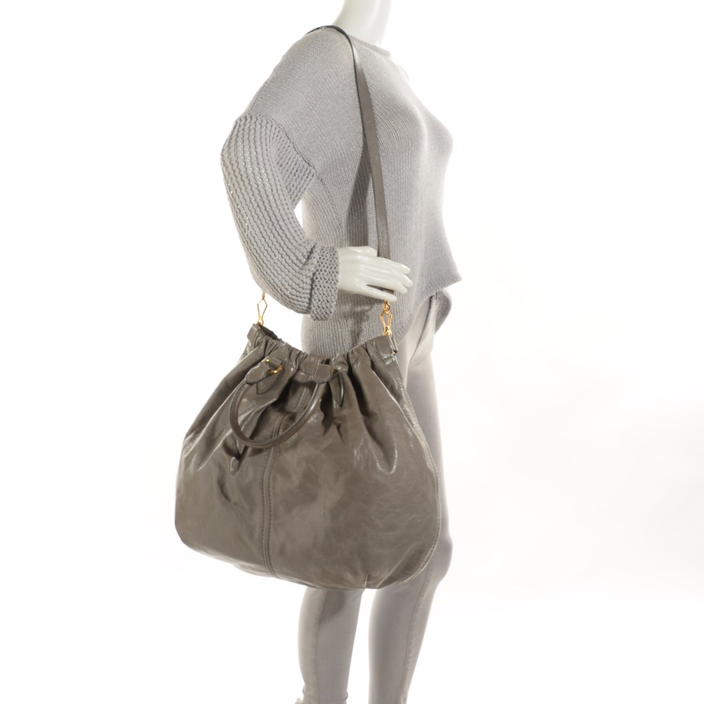 Vitello Lux Gathered Shopper Tote Astro