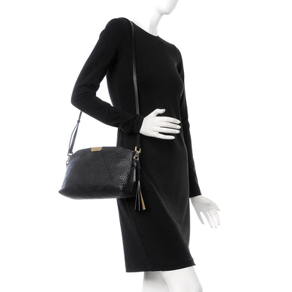 Burberry Signature Grain Calfskin Check Embossed Small Chichester Crossbody Clutch Bag Black 2 of 9